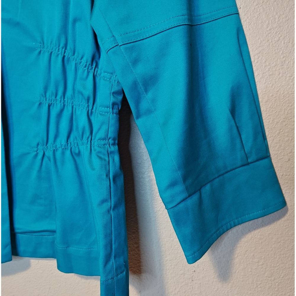 Joan Rivers Jacket Womens Small Teal Blue Cinched Waist 3/4 Sleeve A89526 - Picture 4 of 12